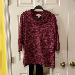 Christopher & Banks Red Cowl Neck Sweater with Long Sleeves